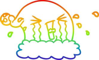 regenbooggradiënt lijntekening cartoon kerstmuts huilen vector