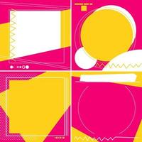 geometrische retro levendige kleuren instagram feed sjabloon achtergrond vector