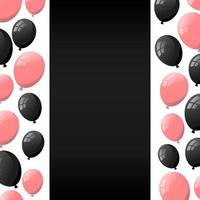 vierkante achtergrond met platte zwarte en roze heliumballonnen. vector