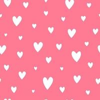 schattig eenvoudig roze naadloos patroon met witte harten. geweldig voor Valentijnsdag, kleding, textiel, inpakpapier, scrapbooking, enz. vector