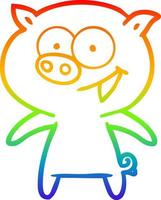 regenbooggradiënt lijntekening vrolijk varken cartoon vector