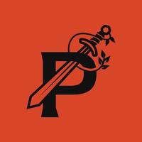 zwaard alfabet p logo vector