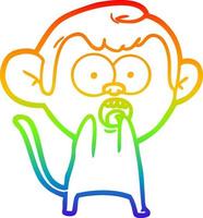 regenbooggradiënt lijntekening cartoon geschokte aap vector