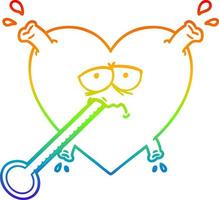 regenbooggradiënt lijntekening cartoon ongezond hart vector