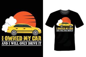 auto t-shirt ontwerp, vintage, typografie vector