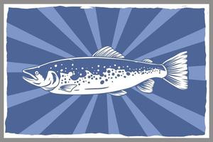 zalm vissen posterontwerp, vintage stijl vector