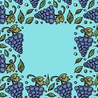naadloos druivenpatroon met plaats voor tekst. doodle vector met druiven pictogrammen. vintage druivenpatroon