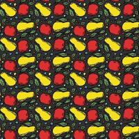 naadloos fruitpatroon. gekleurde appel en peer achtergrond. doodle vectorillustratie met fruit vector