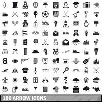 100 pijl iconen set, eenvoudige stijl vector