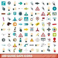 100 gids teken iconen set, vlakke stijl vector