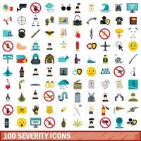 100 ernst iconen set, vlakke stijl vector