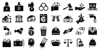 witwassen iconen set, eenvoudige stijl vector