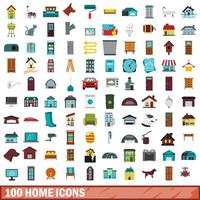 100 huis iconen set, vlakke stijl vector