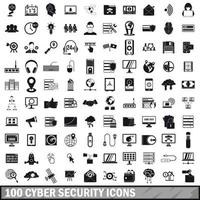 100 cyberbeveiliging iconen set, eenvoudige stijl vector