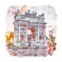 milan italië aquarel schets hand getekende illustratie vector