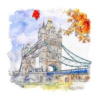 london bridge verenigd koninkrijk aquarel schets hand getekende illustratie vector