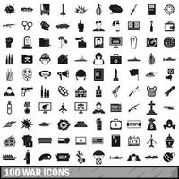 100 oorlog iconen set, eenvoudige stijl vector
