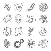 virus bacteriën iconen set, Kaderstijl vector