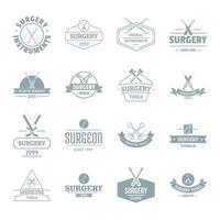 chirurgie tools logo iconen set, eenvoudige stijl vector