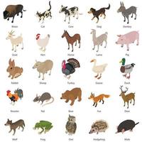 dieren collectie iconen set, isometrische stijl vector