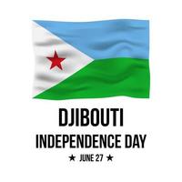 Djibouti Onafhankelijkheidsdag belettering met vlag geïsoleerd op wit. nationale feestdag gevierd op 27 juni. vector sjabloon voor typografie poster, banner, wenskaart, flyer, enz