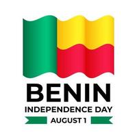 benin onafhankelijkheidsdag belettering met vlag. nationale feestdag vieren op 1 augustus gemakkelijk te bewerken vector sjabloon voor typografie poster banner, flyer, wenskaart, briefkaart