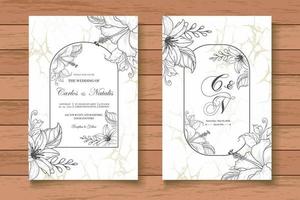 elegante vintage bloemen bruiloft uitnodigingskaarten set vector