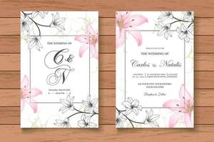 elegante vintage bloemen bruiloft uitnodigingskaarten set vector