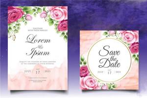mooie aquarel bloemen bruiloft uitnodigingskaarten set vector