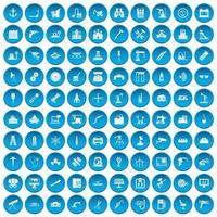 100 apparatuur iconen set blauw vector