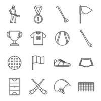 hurling spel iconen set, Kaderstijl vector