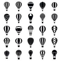 hete luchtballon iconen set, eenvoudige stijl vector