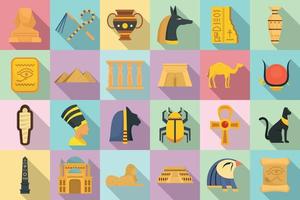 Egypte iconen set, vlakke stijl vector