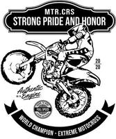 vector motorcross sterke trots en eer badge t-shirtontwerp