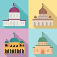 moskee iconen set, vlakke stijl vector