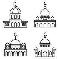 moskee gebouw iconen set, Kaderstijl vector