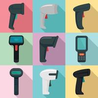 barcode scanner iconen set, vlakke stijl vector