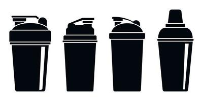 sport shaker iconen set, eenvoudige stijl vector