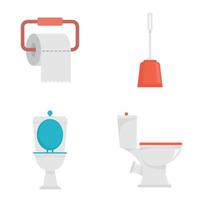 toilet iconen set, vlakke stijl vector