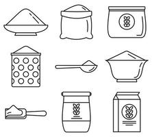 meel product iconen set, Kaderstijl vector