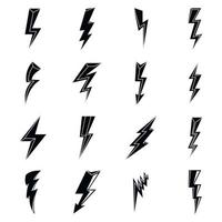 bliksemschicht elektrische iconen set, eenvoudige stijl vector