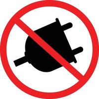 geen stekkerpictogram. stop geen plug-pictogram. geen stekkersymbool. stop geen plug-teken. vector