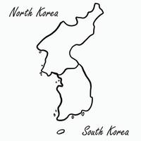 doodle tekening uit de vrije hand van korea kaart. vector