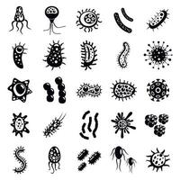 bacteriën virus iconen set, eenvoudige stijl vector