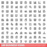 100 zakelijke iconen set, Kaderstijl vector