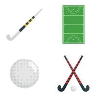 veldhockey iconen set, vlakke stijl vector