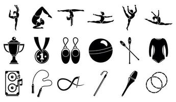 sport ritmische gymnastiek iconen set, eenvoudige stijl