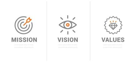 missie. visie. waarden. webpaginasjabloon. modern plat ontwerpconcept. vectoreps 10. vector