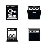 vaatwasser machine keuken pictogrammen instellen eenvoudige stijl vector