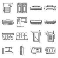 printer cartridge iconen set, Kaderstijl vector